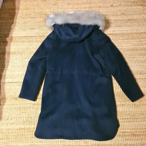 DKNY luxurous wool parka anorak coat winter fall navy blue size M - Picture 4 of 9
